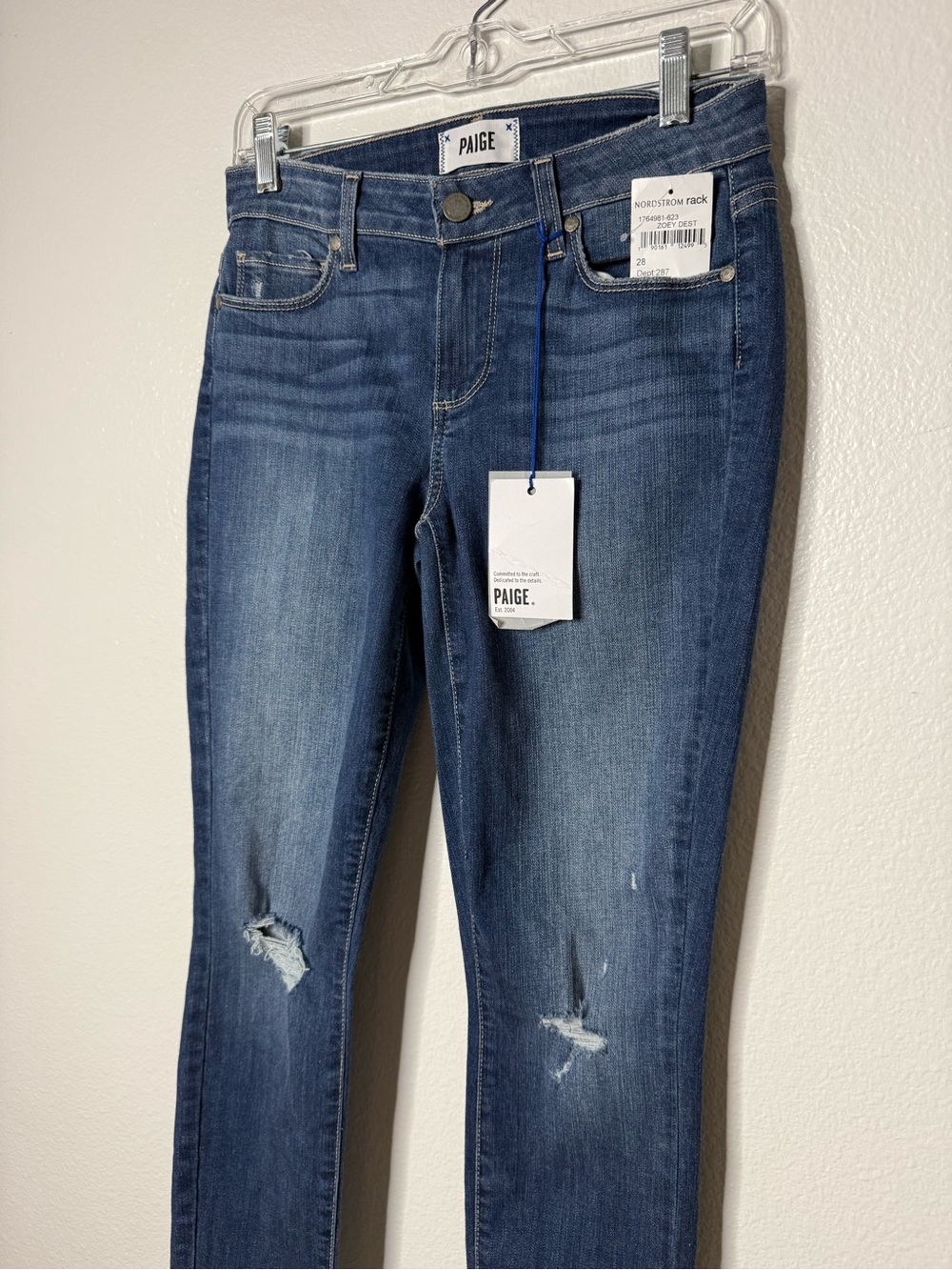 NWT PAIGE Verdugo Ankle Zoey Destructed Skinny Jeans Size 28 - Picture 4 of 10